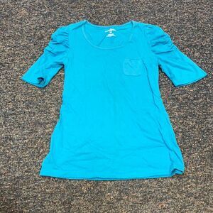 Mix&CO Teal Ruched Sleeved Top sz. M